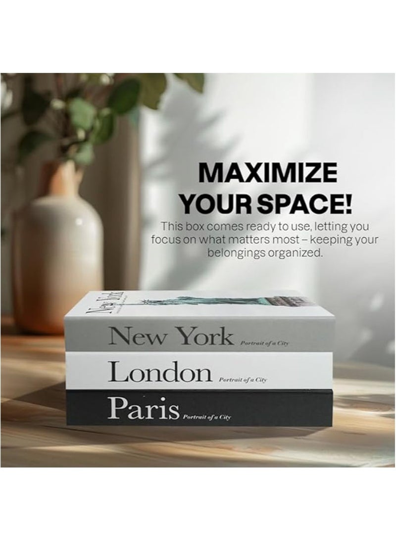 Apustim Decorative Books for Coffee Table Decor，3 Pieces Stylish Room Decor Aesthetic Faux Books for Home Decor，Stacked Book Decor Bookshelf，Entryway，Console Table，Mantel Decor - Image 5