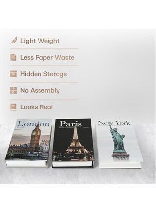 Decorative Books for Coffee Table Decor，3 Pieces Stylish Room Decor Aesthetic Faux Books for Home Decor，Stacked Book Decor Bookshelf，Entryway，Console Table，Mantel Decor - view 3