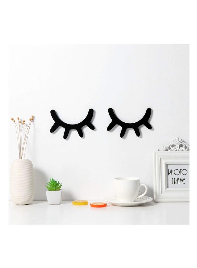 Vosarea Sleepy Eyes Wall Decor Eyelash Wall Decoration Wooden Eyelash Wall Stickers Wooden Decal Props For Decor Nursery Baby Room Kids Bedroom Wall Art Black - Image 1