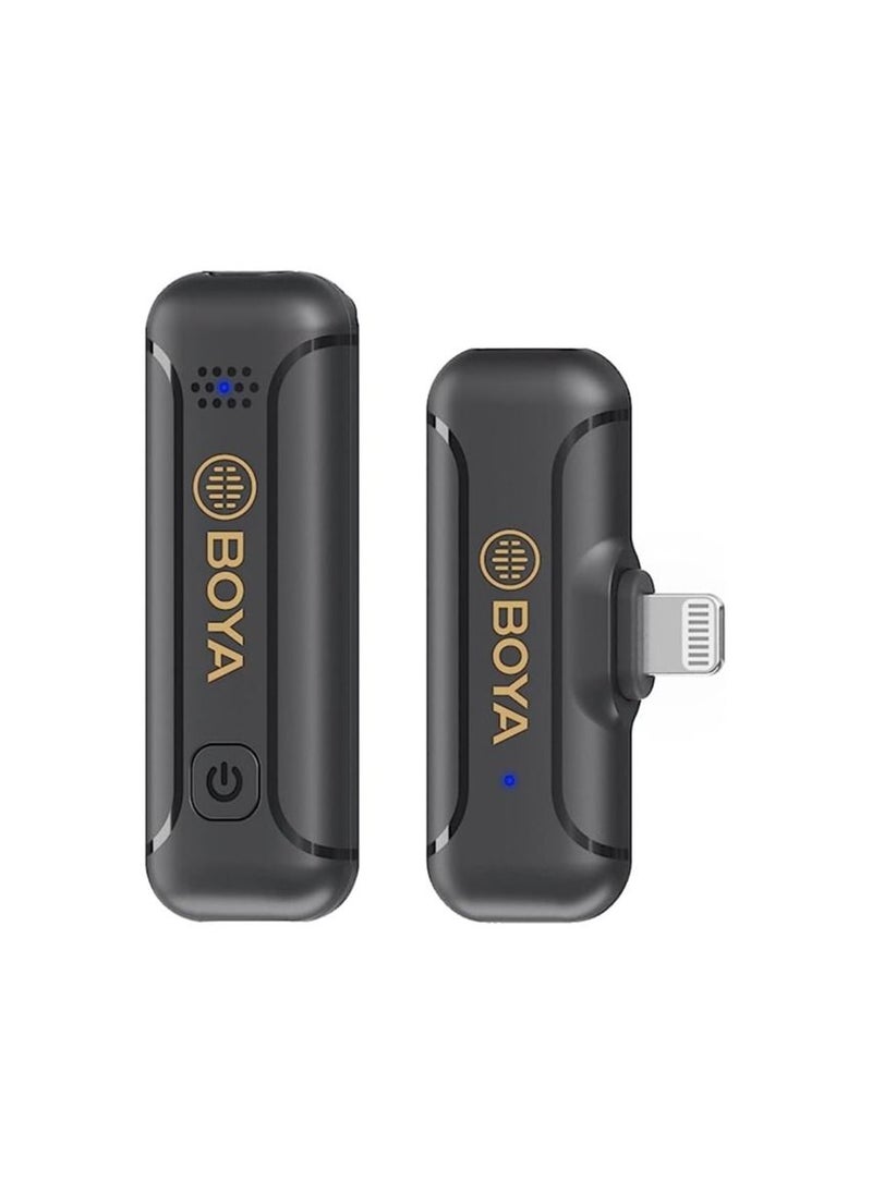 BOYA BY-WM3T2-D1 Wireless Lavalier Microphone for iPhone iPad, 2.4GHz Plug Play Lapel Clip-on Mic Cordless Omnidirectional Mini Condenser Mic for Interview Video Podcast Vlog YouTube Recording TX+RX