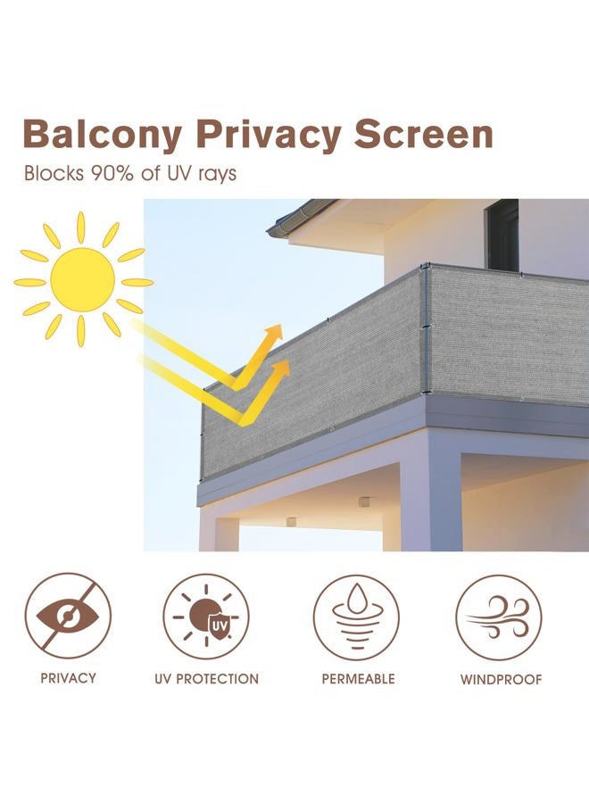 SUNNY GUARD شاشة خصوصية بالكون بني رمادي 3'x10' سياج تغطية درابزين شديدة التحمل لشاشة الرياح في الهواء الطلق، الفناء، الشرفة، سطح السفينة - Image 2