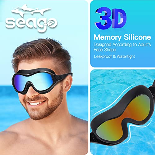 Seago Swim Goggles No Leaking Anti-Fog Swimming Goggles for Adult Men Women Youth Junior with Soft Silicone Gasket, UV Protection Waterproof 180° Clear Vision, Triathlon Pool Goggles Swim Glasses - Image 3