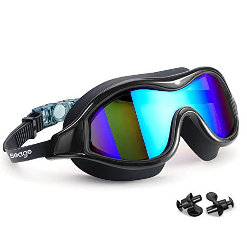 Seago Swim Goggles No Leaking Anti-Fog Swimming Goggles for Adult Men Women Youth Junior with Soft Silicone Gasket, UV Protection Waterproof 180° Clear Vision, Triathlon Pool Goggles Swim Glasses - Image 1