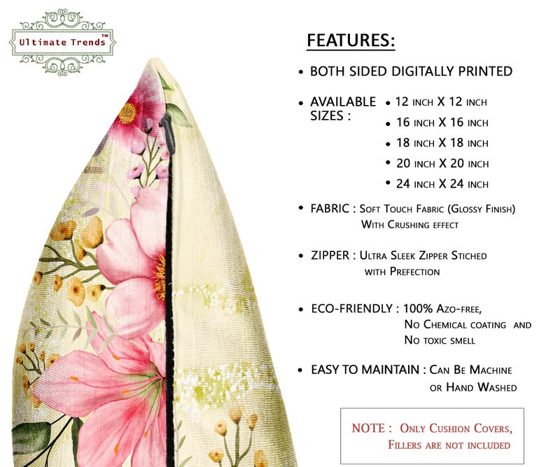 Ultimate Trends Polyester Digital Modern Printed Cushion Cover 16x16 Set of 5, Multi Color (UTCC-1203_ 16) - Image 3