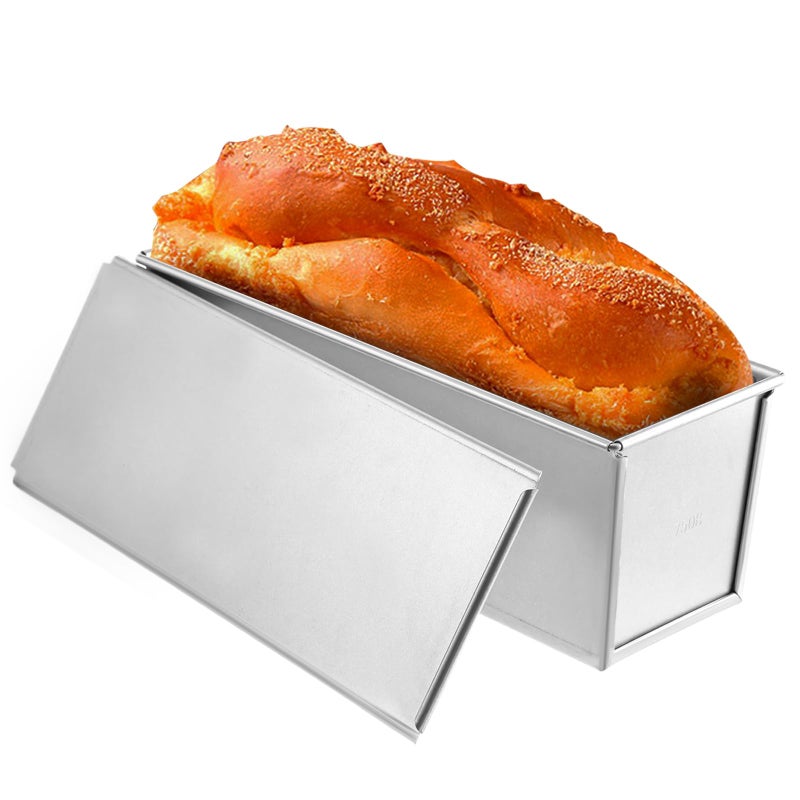 Tobeelec 1 Pack Pullman Loaf Pan with Lid, 13x4 Inch Large Capacity Bread Loaf Pan with Cover, Non-Stick Bakeware for Baking Bread, Carbon Steel Bread Toast Box with Cover, Pullman Loaf Pan for Sandwich Bread - Image 1