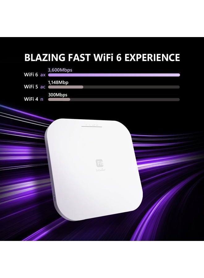 EnGenius نقطة وصول داخلية لاسلكية بنظام الشبكة المتماسكة AP 4X4 Wi-Fi 6 PoE ثنائي النطاق AX3600 2.5Gbe PoE+ خيارات التحكم السحابي والتطبيق والمحلي WPA3، MU-MIMO، الشبكة المتماسكة والتنقل السلس بدون محول - EWS276-FIT - Image 3
