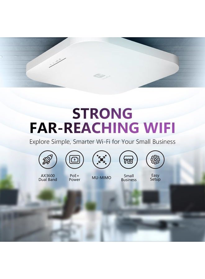 EnGenius نقطة وصول داخلية لاسلكية بنظام الشبكة المتماسكة AP 4X4 Wi-Fi 6 PoE ثنائي النطاق AX3600 2.5Gbe PoE+ خيارات التحكم السحابي والتطبيق والمحلي WPA3، MU-MIMO، الشبكة المتماسكة والتنقل السلس بدون محول - EWS276-FIT - Image 4