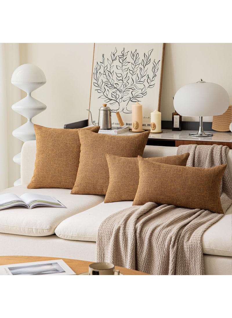 K KEVIN TEXTILE Kevin Textile Set of 2 Decor Burlap Natural Style Faux Linen Throw Pillow Cover Cushion Case for Floor with Invisible Hidden  26-inches  Hazel Brown  - Image 4