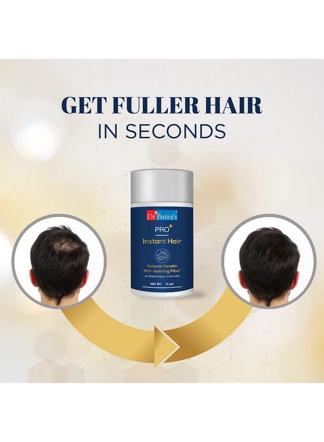 Dr Batra's Pro+ Instant Hair Natural Keratin Hair Building Fibre (Internationally Approved) Black Hair Fiber For Thin & Fine Hair Suitable For Men And Women - Image 4