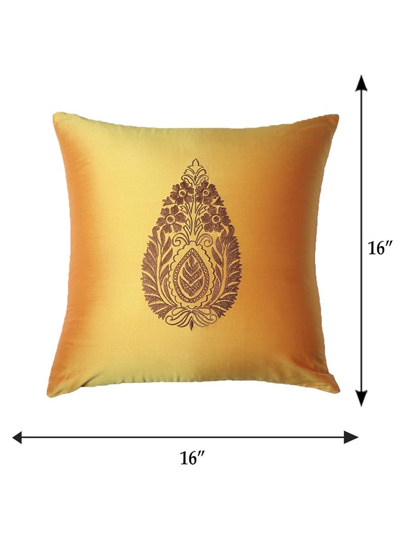 Zeba غطاء وسادة ZEBA للع sofa و السرير | تطريز نمط بايسلي من البوليستر | متعدد الألوان - 16X16 إنش (40X40 سم) (عبوة من 3) ، 800 TC - Image 3