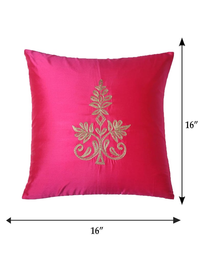 Zeba غطاء وسادة ZEBA للع sofa و السرير | تطريز نمط بايسلي من البوليستر | متعدد الألوان - 16X16 إنش (40X40 سم) (عبوة من 3) ، 800 TC - Image 2
