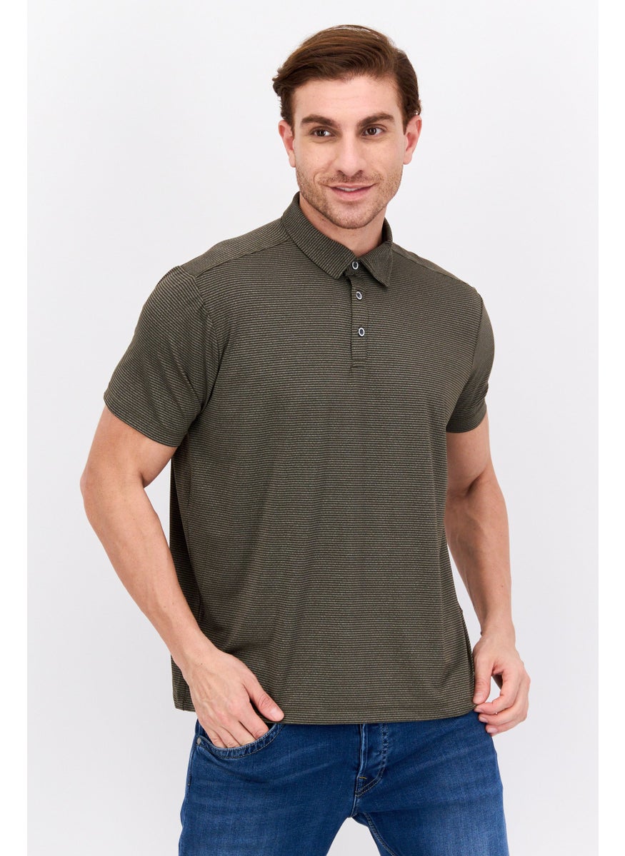 Men Regular Fit Micro Stripe Print Short Sleeves Polo Shirt, Olive - pzsku/Z5677E0DCA07FA46C4B7FZ/45/_/1737641936/2a754137-578b-4af6-ab32-f7e1f92373c9