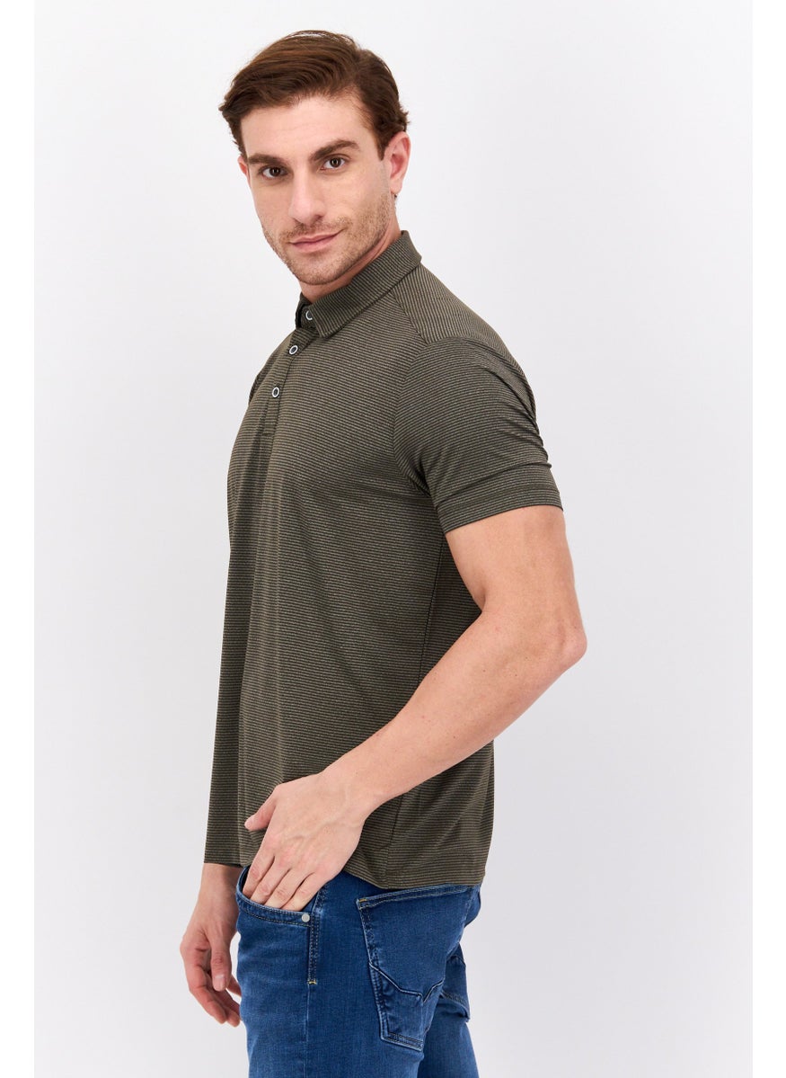 Men Regular Fit Micro Stripe Print Short Sleeves Polo Shirt, Olive - pzsku/Z5677E0DCA07FA46C4B7FZ/45/_/1737642011/5cc8b7dc-5951-4377-a3c1-d11999fe0e79