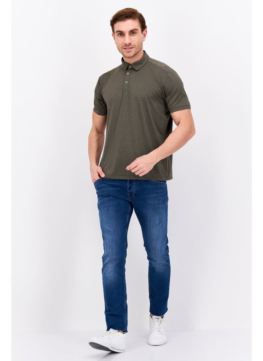 Men Regular Fit Micro Stripe Print Short Sleeves Polo Shirt, Olive - pzsku/Z5677E0DCA07FA46C4B7FZ/45/_/1737642033/fb067a68-1d56-41c1-bd85-fd79b2f73073