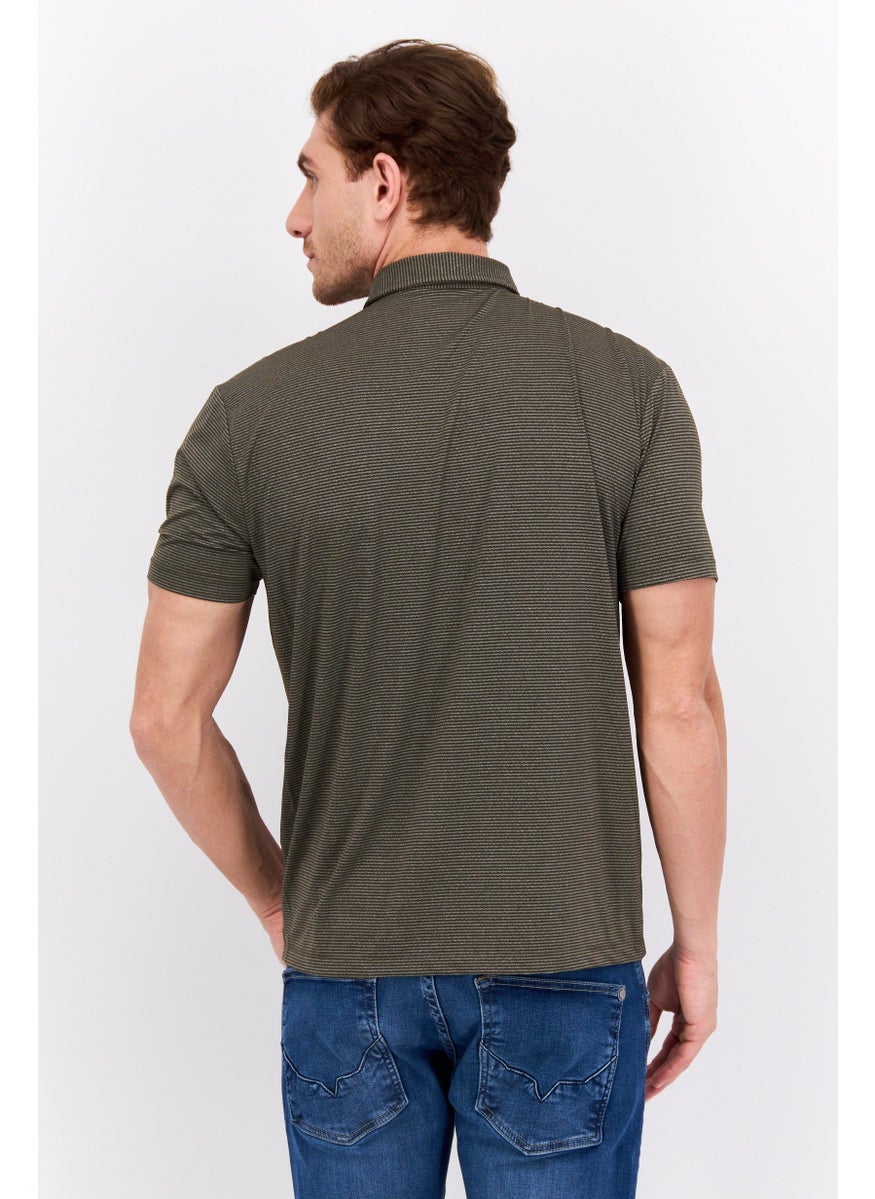 Men Regular Fit Micro Stripe Print Short Sleeves Polo Shirt, Olive - pzsku/Z5677E0DCA07FA46C4B7FZ/45/_/1737642075/31b5fe94-52c6-4b31-9053-d05785c13387