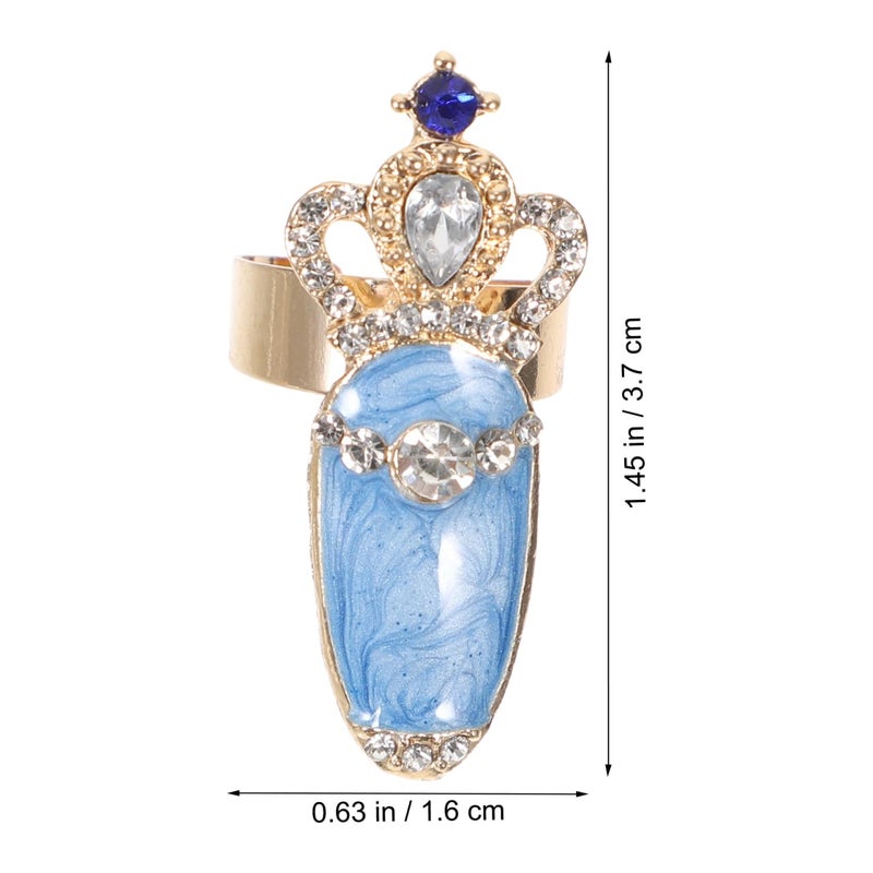 KALLORY 10pcs Ring Punk Full Finger for Flower Crystal Rings Nails Art Jewelries Opening Cap Fingernail Alloy Cover Halloween Christmas Nail Loop Girls Bow Tip Decoration - Image 2