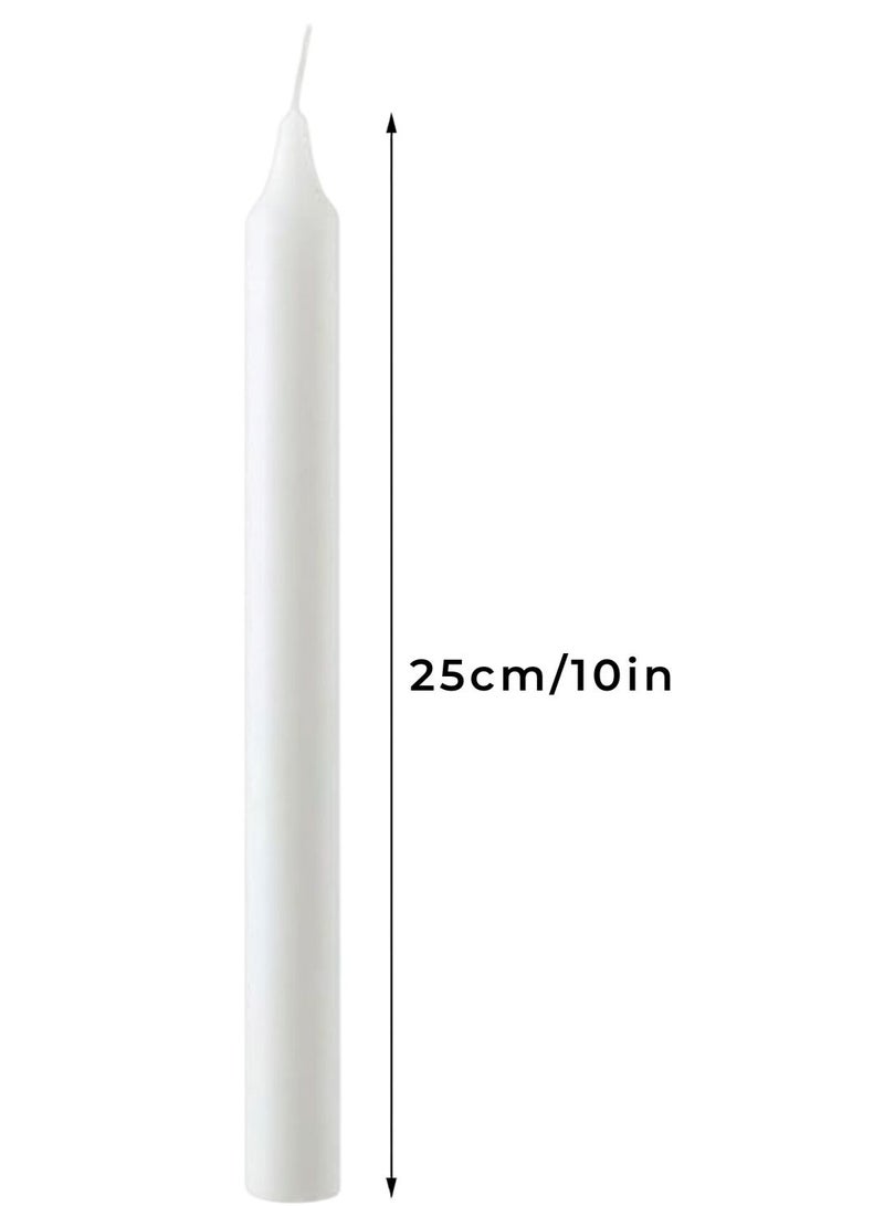 HOME ZONE 25 CM White Tapered Candles, 12 Pcs – 7-Hour Long Burn Time, Dripless & No Soot, Unscented Taper Candles - Hand-Dipped Tall for Weddings, Dinners, Parties, & Special Occasions - Image 2