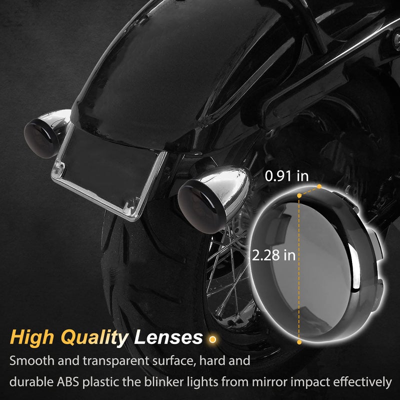 NTHREEAUTO Smoke Bullet Turn Signal Light Lens Cover Compatible with Harley Sportster Street Glide Road King Softail, Qty 4 - Image 3