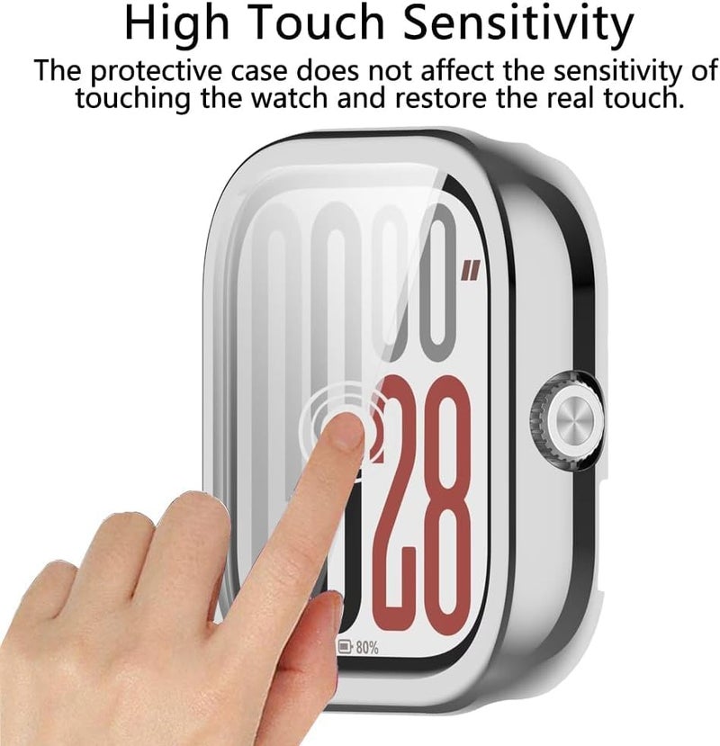 KASTWAVE Premium Xiaomi Redmi Watch 5 Case with Built-in Screen Protector, Shockproof TPU Full Coverage Protective Cover, Scratch Resistant, Drop Proof, Slim Fit, Easy Install - Silver - Image 4