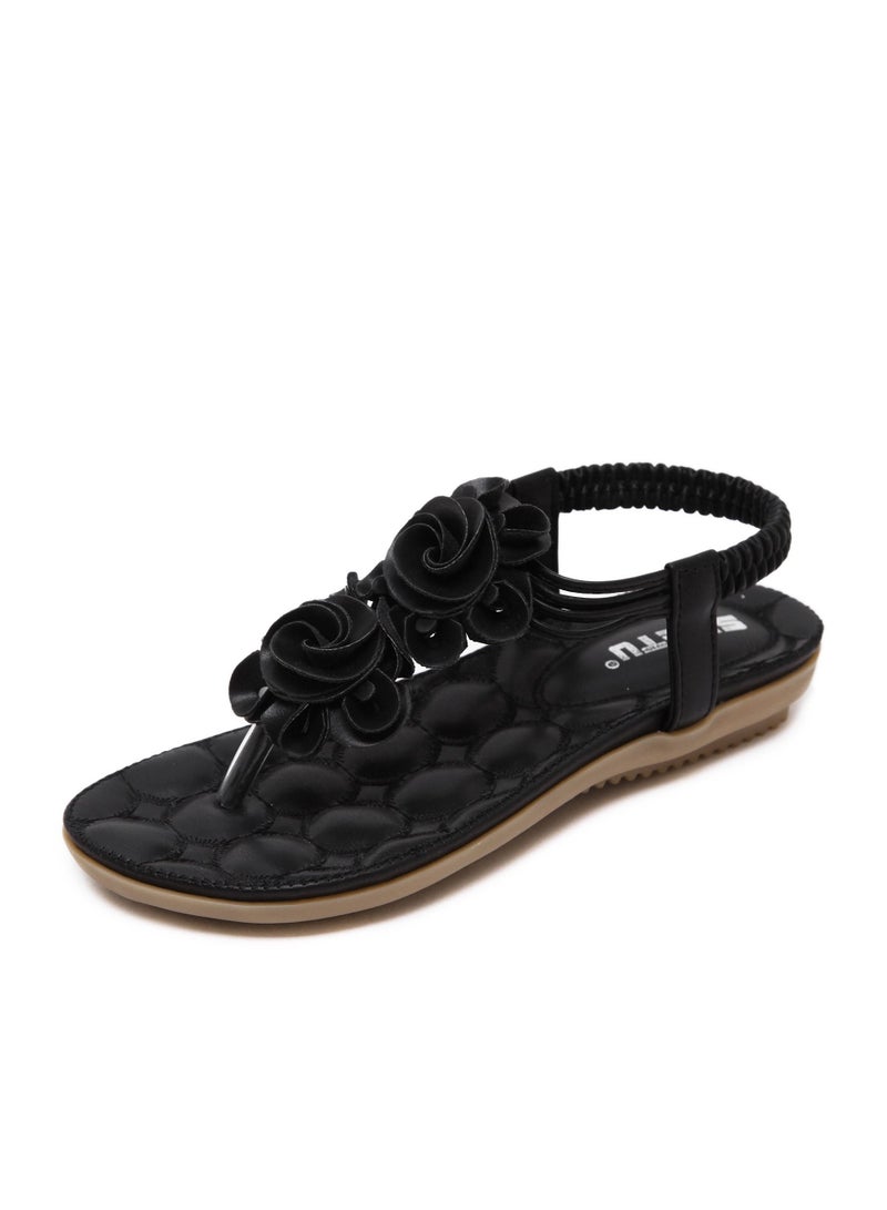 Loquat Flower Fashion Casual Flat Shoes Black
