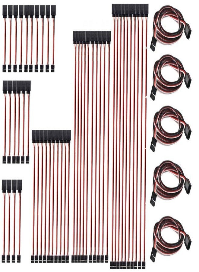 Ltvystore 55Pcs 6Sizes Male to Female 3 Pin Servo Extension Wire Cable Compatible for Futaba JR RC Servo Extension Connection Control Parts - Image 1