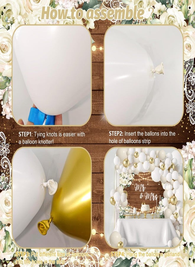 MEHOFOND Floral Mr & Mrs Engagement Decorations, White and Gold Balloon Kit with Wedding Wooden Background for Wedding Bride and Groom Engaged Ceremony Anniversary Bridal Shower Party Supplies Decor - Image 5