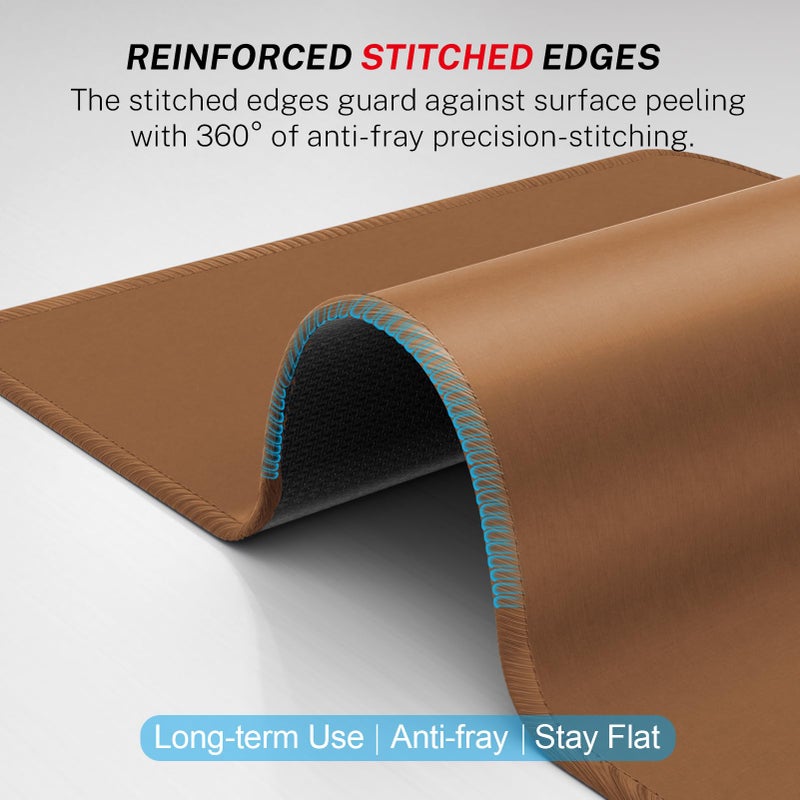 MROCO Mouse Pad [30% Larger] with Anti-Fray Stitched Edges, Premium-Textured Waterproof Surface, Non-Slip Rubber Base, Computer & Gaming Mouse Mat for Laptop, Office & Home, 8.5 x 11 in, Coffee Brown - Image 3