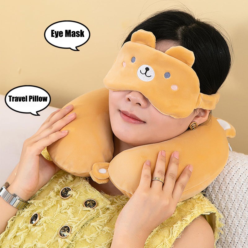MissSoul Kids Neck Pillow for Travel with Sleep Eye Mask, Cute Travel Neck Pillow, Memory Foam Flight Sleeping Headrest Pillow for Boys & Girls, Airplane, Train, Car, Home Use - Green Dinosaur - Image 5