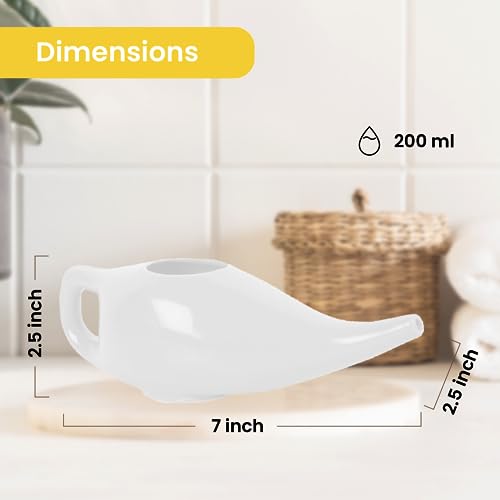 PAXMAX Porcelain Ceramic Neti Pot for Sinus, Jal Neti pots for Nasal Cleansing, Nose congestion and Passages Jala kriya (White) - Image 3
