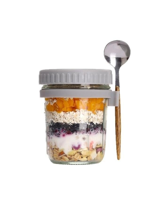 2 Pack Overnight Oats Containers with Lids and Spoons 350ml Glass  Jars for Overnight Oats Leak Proof Oatmeal Container Great for Cereal Fruit Vegetable Milk Salad Yogurt Meal Prep  - Image 3