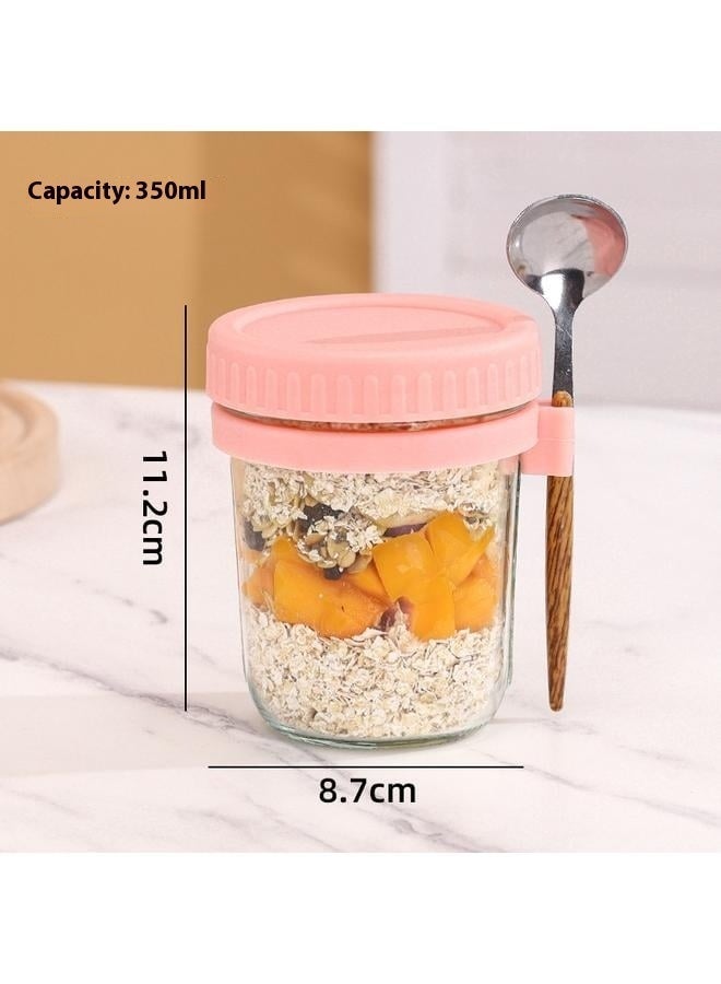 2 Pack Overnight Oats Containers with Lids and Spoons 350ml Glass  Jars for Overnight Oats Leak Proof Oatmeal Container Great for Cereal Fruit Vegetable Milk Salad Yogurt Meal Prep  - Image 5