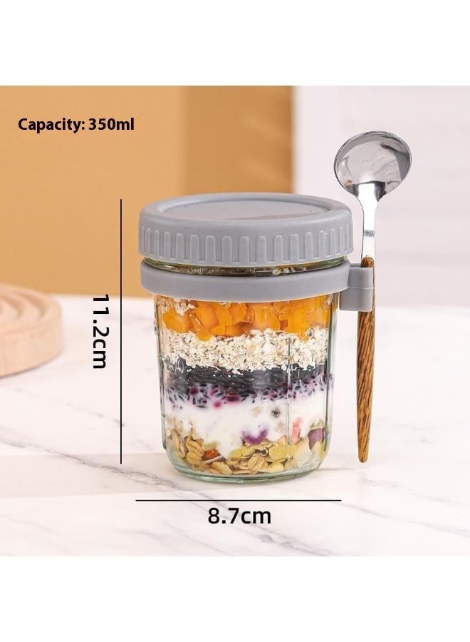2 Pack Overnight Oats Containers with Lids and Spoons 350ml Glass  Jars for Overnight Oats Leak Proof Oatmeal Container Great for Cereal Fruit Vegetable Milk Salad Yogurt Meal Prep  - Image 4