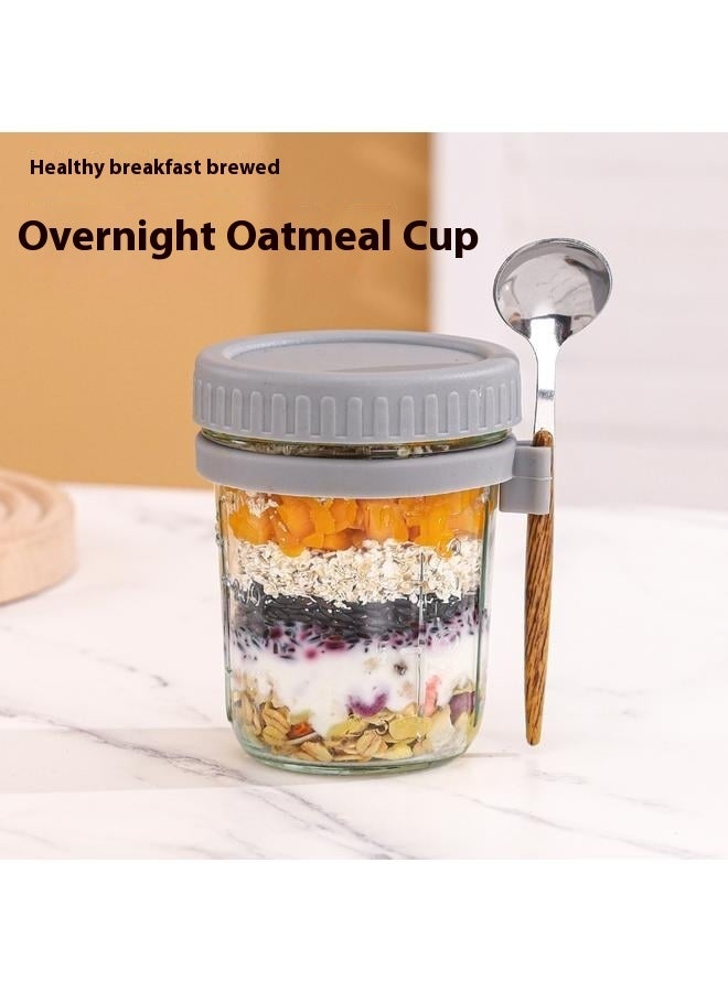 2 Pack Overnight Oats Containers with Lids and Spoons 350ml Glass  Jars for Overnight Oats Leak Proof Oatmeal Container Great for Cereal Fruit Vegetable Milk Salad Yogurt Meal Prep  - Image 2