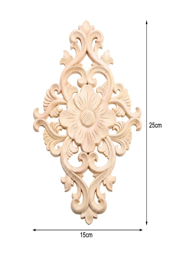 موكسام زخارف خشبية منحوتة، قطعة واحدة من الزخارف الخشبية، ملصقات مركزية غير مطلية من MUXSAM لأثاث الخزانة والسرير والباب والجدار وخزانة الملابس والسقف، مشروع منزلي يمكنك صنعه بنفسك، 25×15 سم/9.84×5.9 بوصة - Image 2