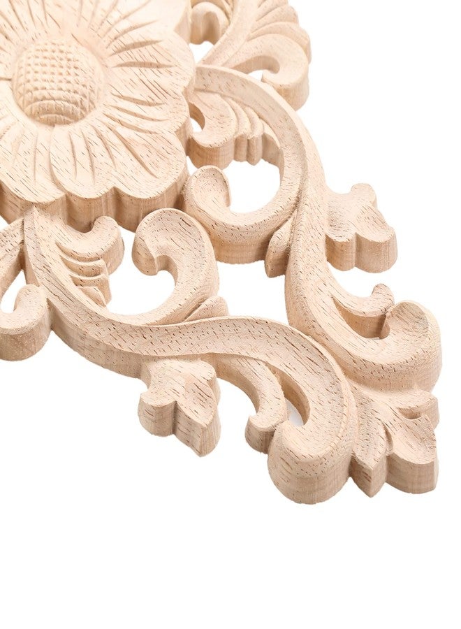 موكسام زخارف خشبية منحوتة، قطعة واحدة من الزخارف الخشبية، ملصقات مركزية غير مطلية من MUXSAM لأثاث الخزانة والسرير والباب والجدار وخزانة الملابس والسقف، مشروع منزلي يمكنك صنعه بنفسك، 25×15 سم/9.84×5.9 بوصة - Image 5