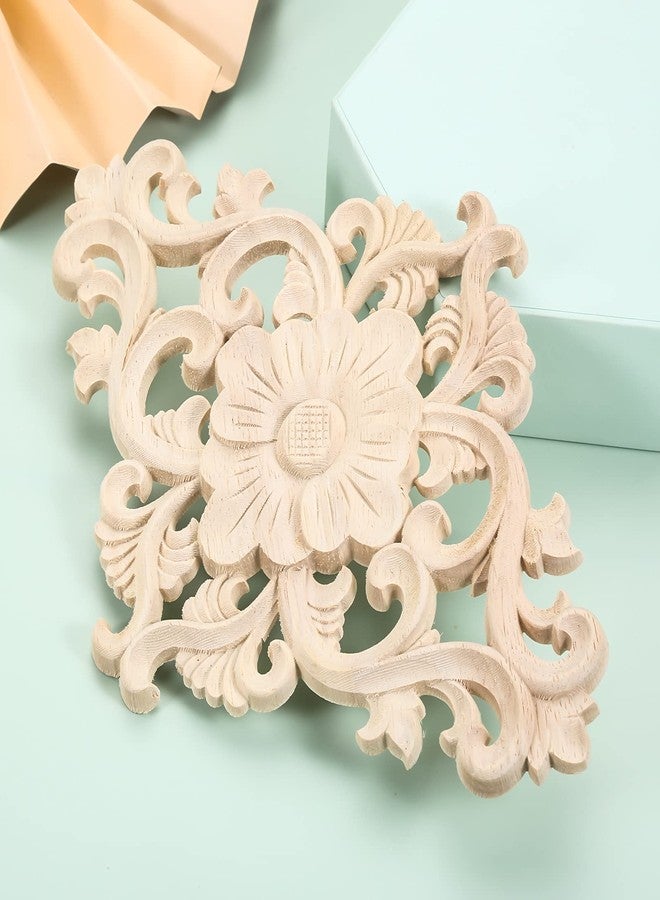 موكسام زخارف خشبية منحوتة، قطعة واحدة من الزخارف الخشبية، ملصقات مركزية غير مطلية من MUXSAM لأثاث الخزانة والسرير والباب والجدار وخزانة الملابس والسقف، مشروع منزلي يمكنك صنعه بنفسك، 25×15 سم/9.84×5.9 بوصة - Image 4