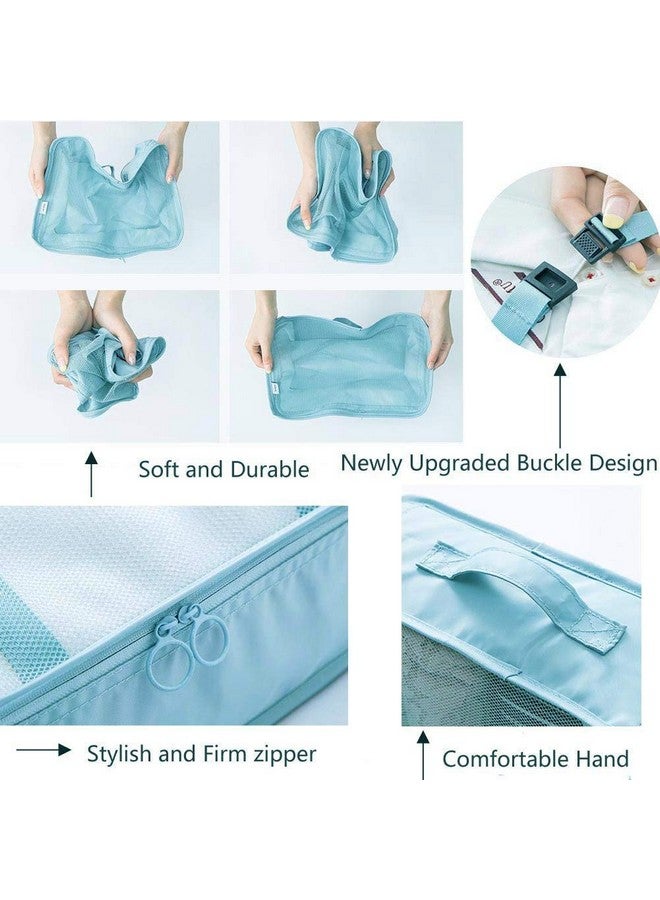 Sprqcart Polyester 7 Set Travel Organizer Bag 3 Packing Cubes + 3 Pouches + 1 Toiletry Organizer Bag (Skyblue, 27.99 Cm, 11 Cm) - Image 3