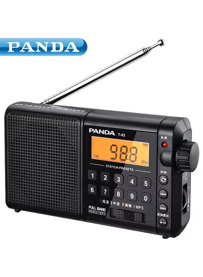 باندا راديو باندا T-02 متعدد الموجات، محمول، مناسب لكبار السن، يعمل بتقنية FM، مزود بخاصية تشغيل ملفات MP3، ووظيفة ذاكرة، قابل للشحن، وصوت عالٍ. - Image 1