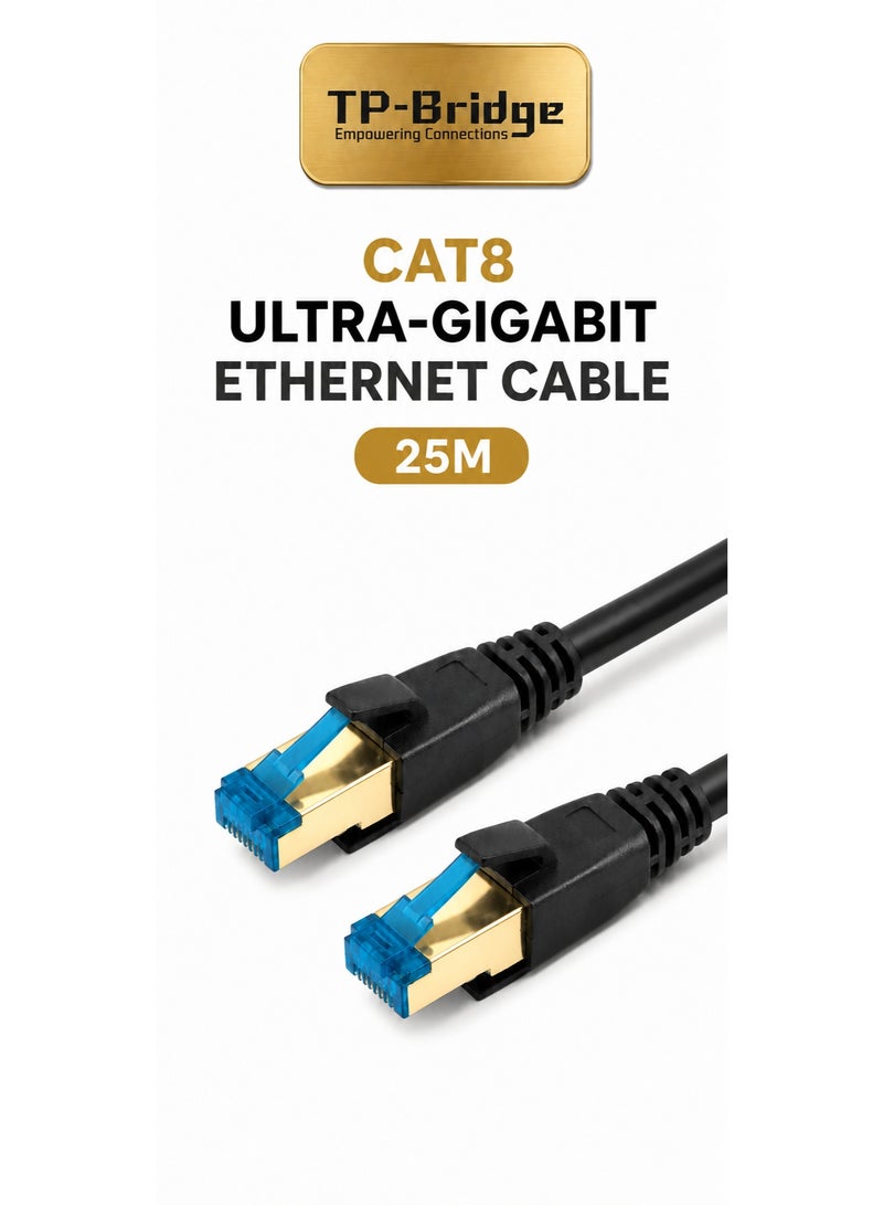 TP-BRIDGE CAT8 Ethernet Cable 25M – 24AWG OFC Copper S/FTP LSZH 2000MHz Ultra Gigabit LAN Network Cable for Gaming, Router, PC & Data Centers - Image 1