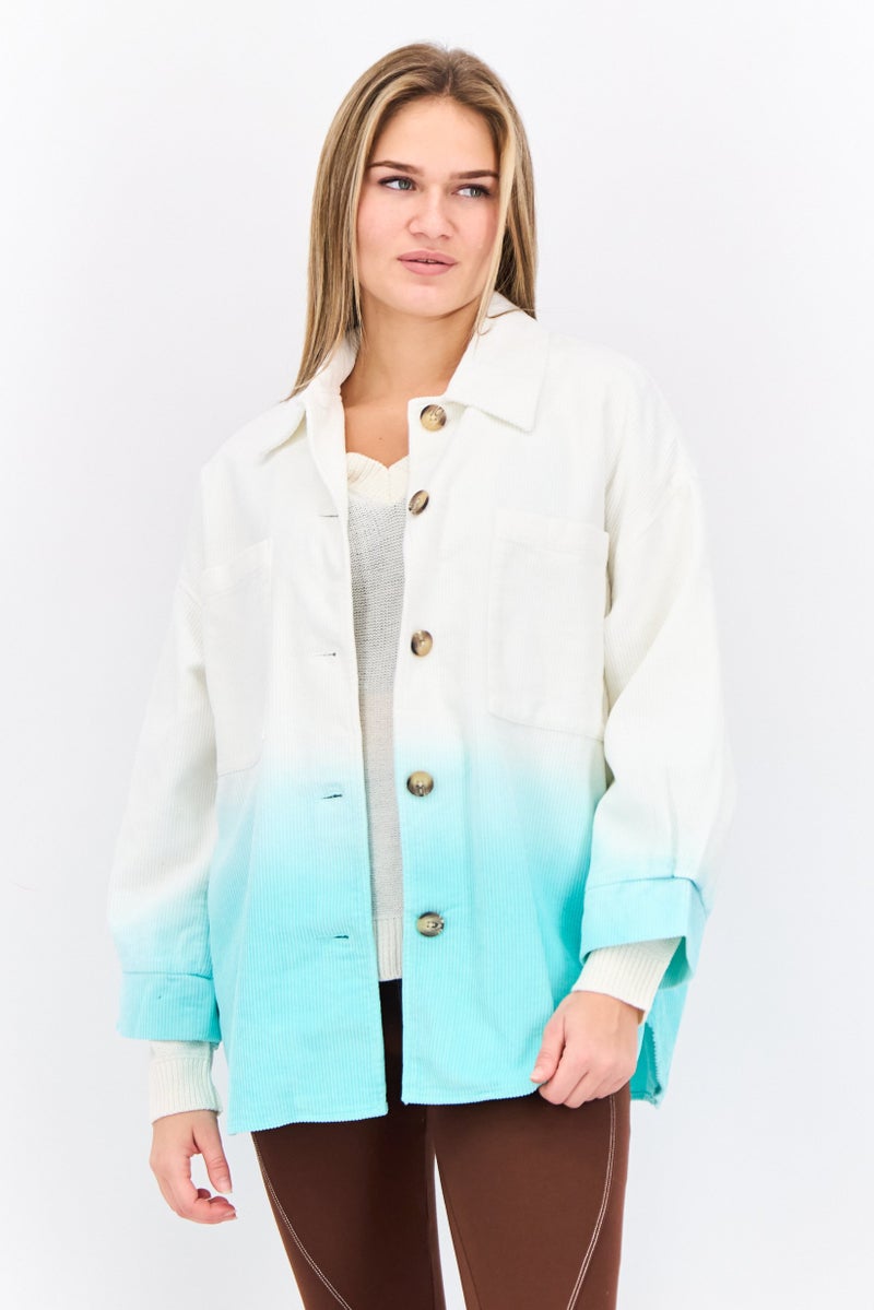 Asos Design Women Petite Ombre Long Sleeves Jacket Shirt, White - Image 1