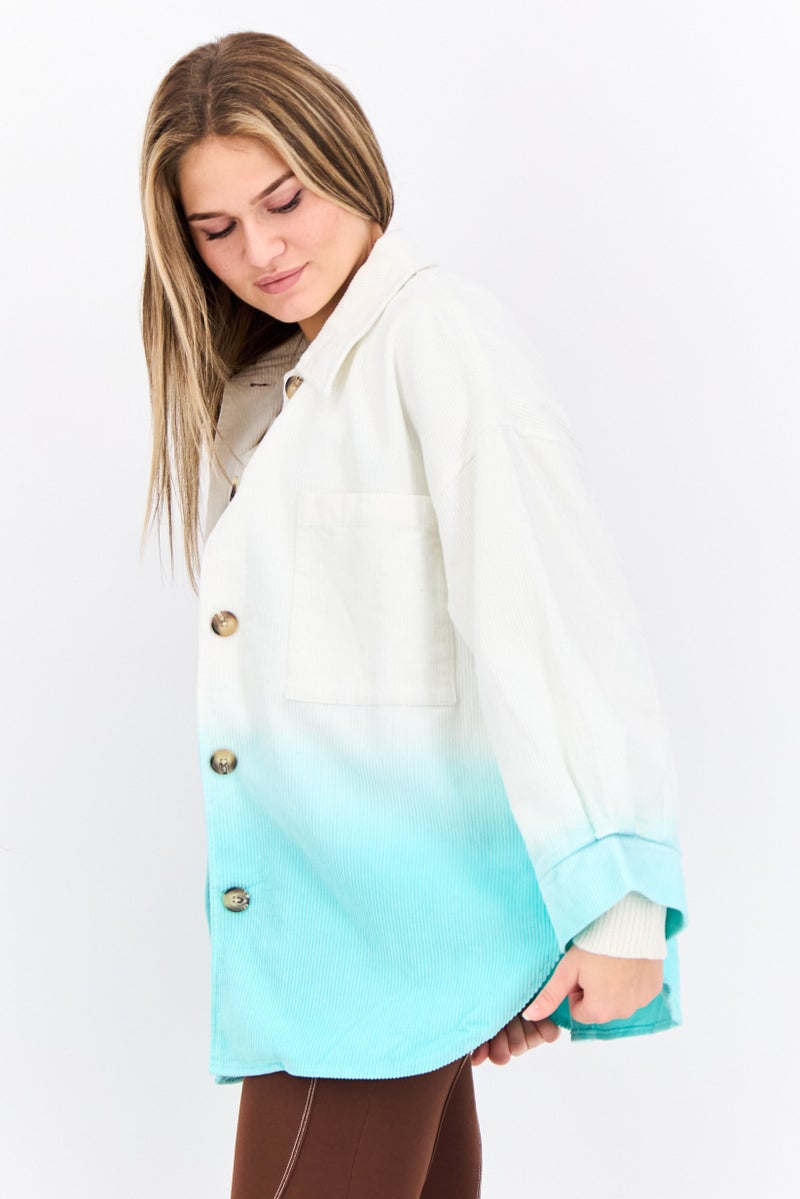 Asos Design Women Petite Ombre Long Sleeves Jacket Shirt, White - Image 2