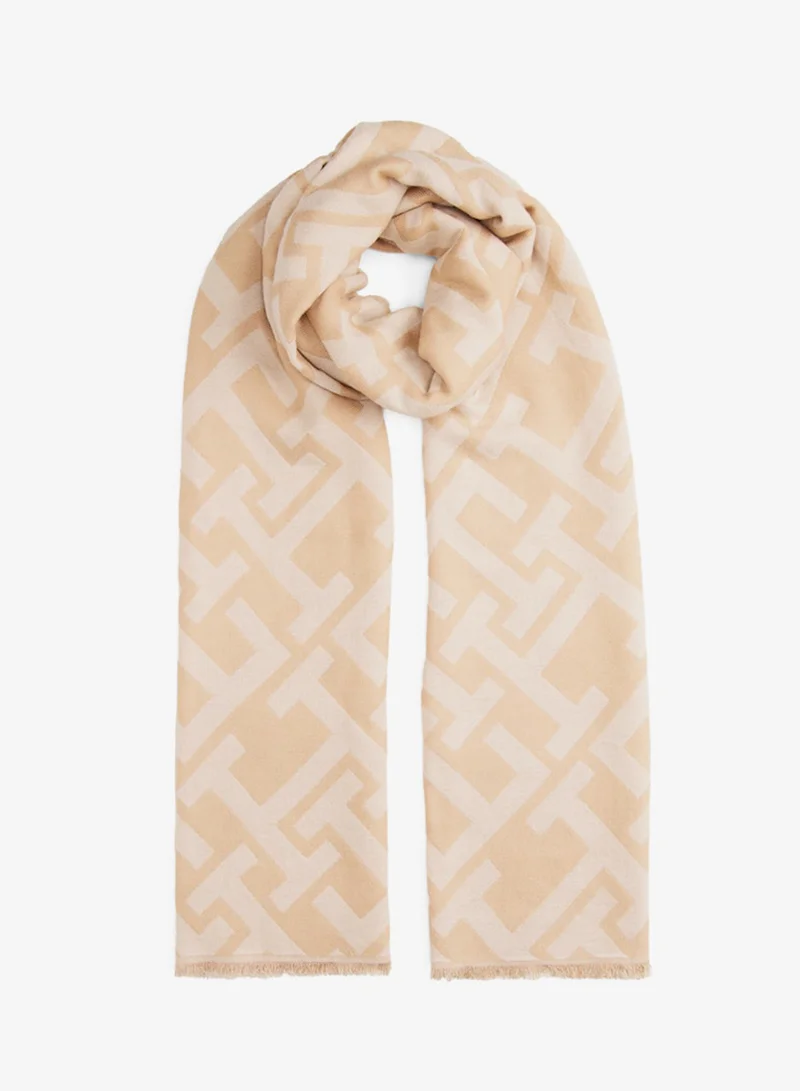 TH Monogram Jacquard Scarf With Wool