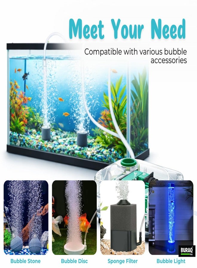 Buraq Ultra Silent Aquarium Air Pump Dual Outlet with Adjustable Airflow Includes 2M Tube & 2 Air Stones - for 1.5 to 3 Ft Fish Tanks (2 Way) - Image 4