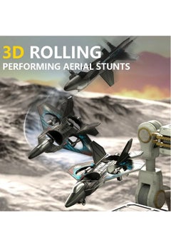 DUSALA RC Helicopter Plane for Kids LO712, 2.4Ghz Remote Control Jet Fighter Airplane 3D Flip Quadcopter Toy Gifts, Cool Lights Stunt Airplane Roll Hovering for Boys Beginners (LO712)  - Image 3