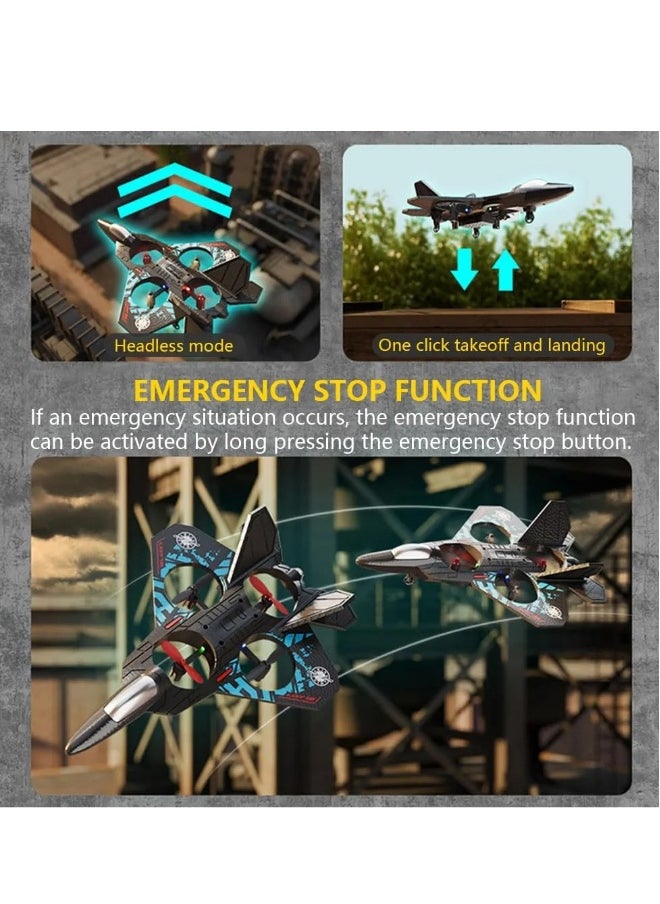 DUSALA RC Helicopter Plane for Kids LO712, 2.4Ghz Remote Control Jet Fighter Airplane 3D Flip Quadcopter Toy Gifts, Cool Lights Stunt Airplane Roll Hovering for Boys Beginners (LO712)  - Image 4