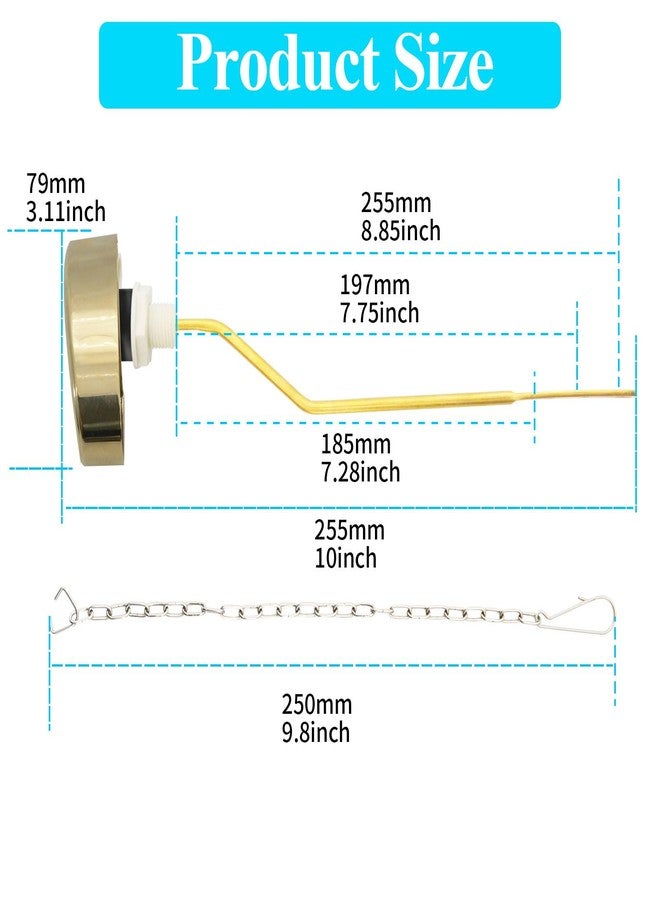 Lychee Light Toilet Cistern Side Flush Lever, Compatible with TOTO WC Flush Handle, Pure Copper Rod Body, Equipped with Hook-Style Chain for Toilet Flush Rod Replacement Part, 1 Piece (PVD Gold) - Image 3