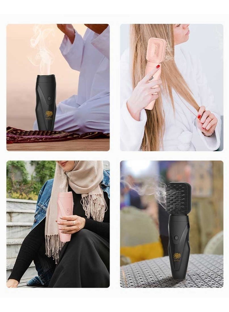 مبخرة شعر مع مشط ناعم وحامل بخور قابل لإعادة الشحن عبر USB - Image 3