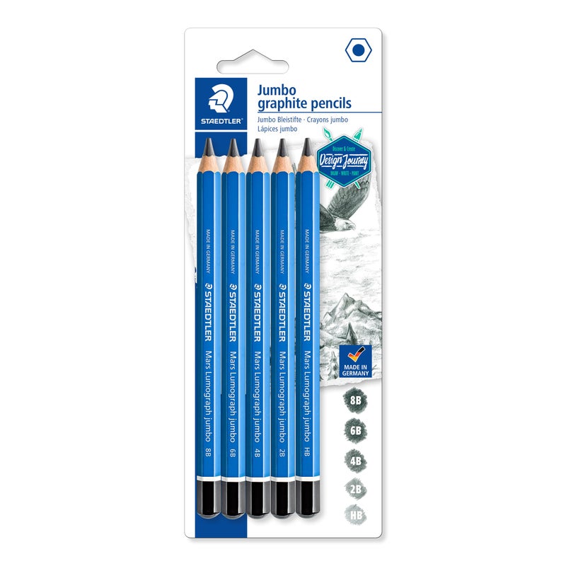 STAEDTLER PENCILS DRAWING MARS LUMOGRAPH JUMBO STAEDTLER SET OF 5 - Image 1