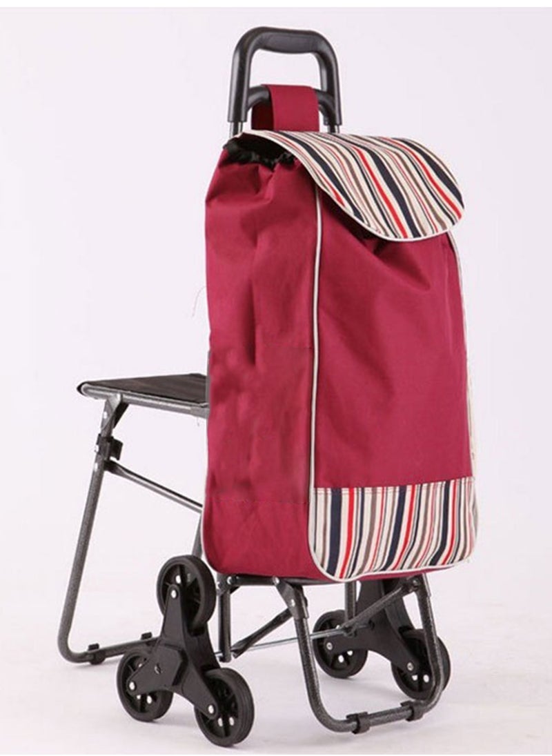 Generic - Foldable Portable Shopping Cart Includes A Seat And 6 Stainless Steel Stair Climbing Wheels - Image 1