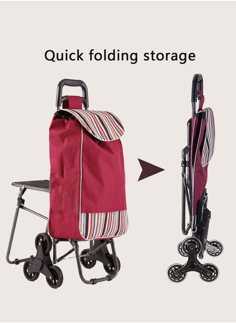 Generic - Foldable Portable Shopping Cart Includes A Seat And 6 Stainless Steel Stair Climbing Wheels - Image 1